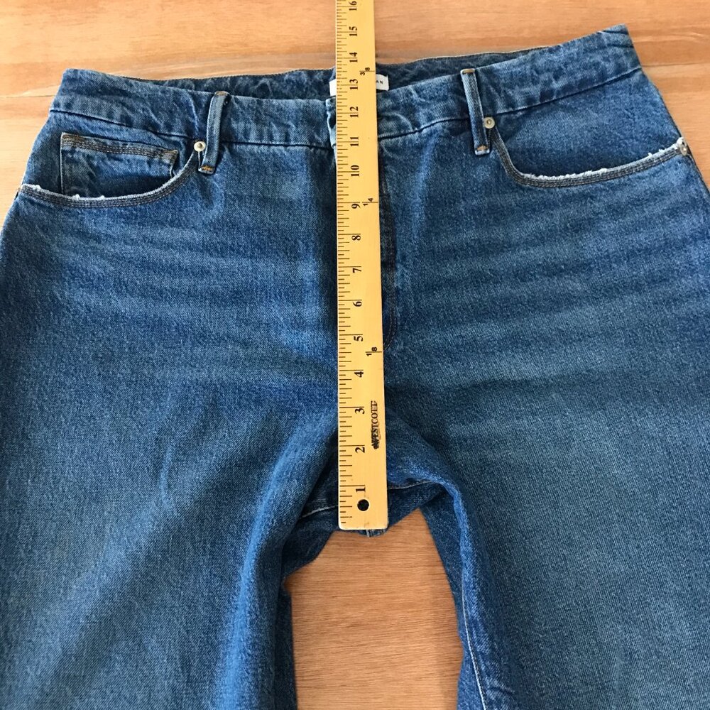 Good American Good Classics Jeans Women 14/32 Blue High Rise Raw Hem Stretch - Picture 7 of 12